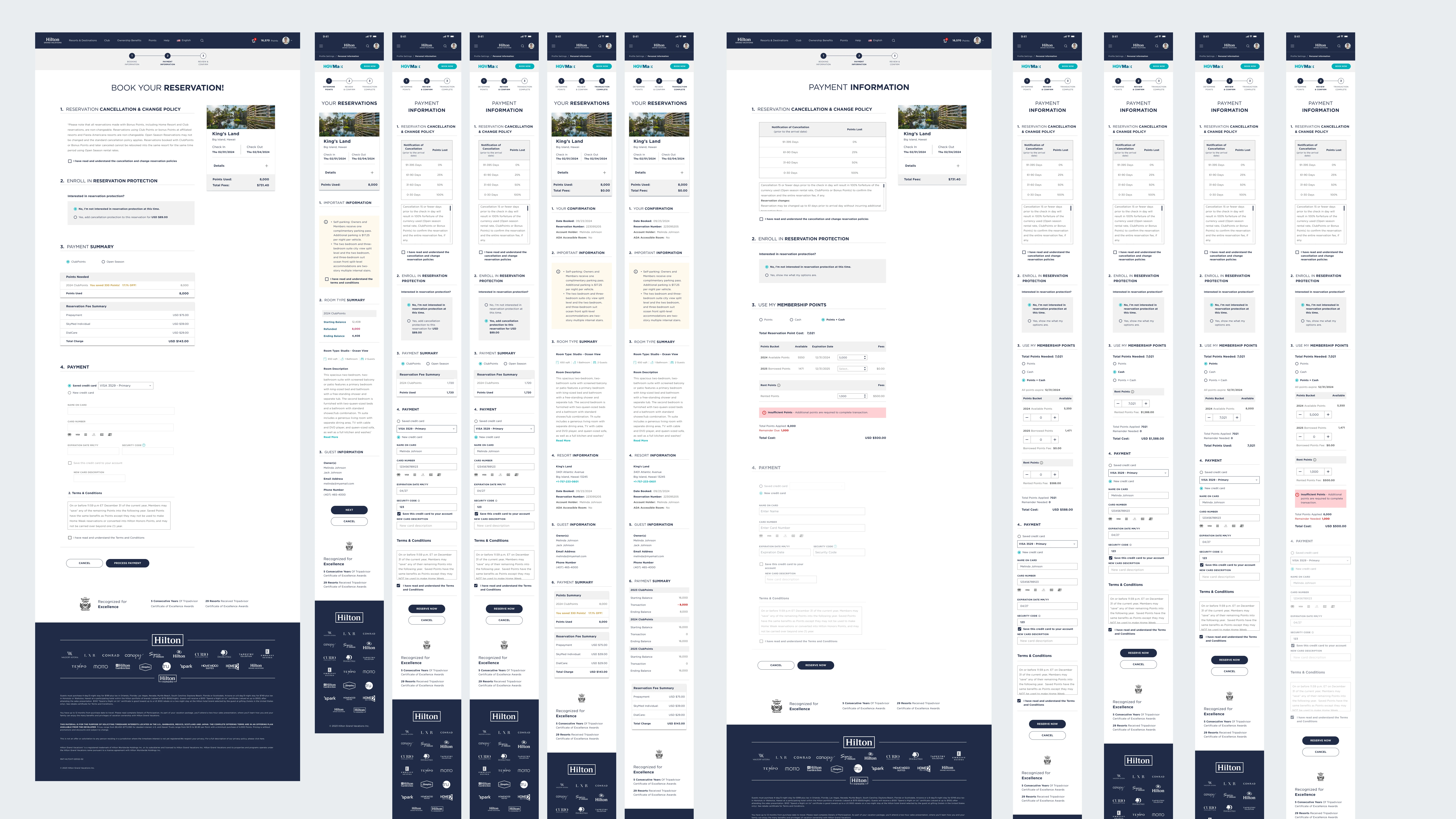 Booking platform flow exploration showing points and options